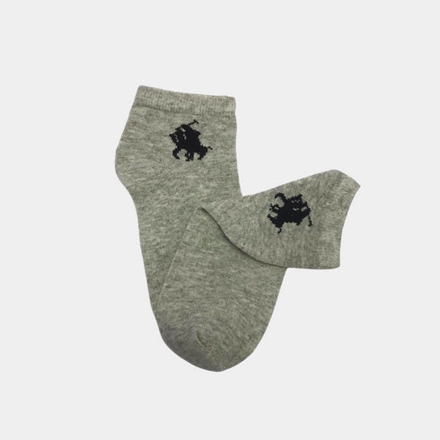 Polo Black Icon branded Quality Ankle Socks Light grey